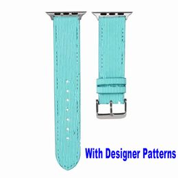 D Designer Luxury Leather WatchBands with Apple Watch Band 38mm 40mm 41mm 42mm 44mm 45mm Women Men Replacement Wristband Adjustable Strap for iWatch 7 6 5 4 3 2 1 SE Bands