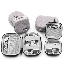 Earphone Storage Bags Charger U Disc Zipper Pouch Hard Shell Data Cable Organiser Bag Mini Tech Gadgets Portable Case YFAT26
