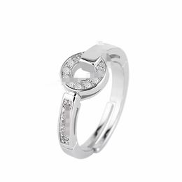 indian steel NZ - 2022 Bulgari New Wedding Ring Rose Gold Full Diamond Set Round Hollow Designer Jewelry Christmas Gift Diamond