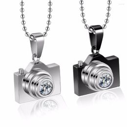 Choker Fashion Women Stainless Steel Necklace Cute Camera Pendant Black Gun Meatl & Silver Tone Gift For She Dropship Wholesale