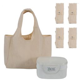 Storage Bags 1pc Large Pure Cotton Folding Lunch Bag Reusable Eco Friendly Supermarket Shoulder Shopping Food