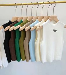 Kvinnors tröja väst designer västar tröjor kvinnor vår faller lös bokstav rund nacke pullover stickad midja ärmlös väst topp väst