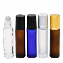 10ML MINI ROLL ON Glass Bottles Fragrance PERFUME THICK GLASS ESSENTIAL OIL Bottle With Metal Roller Ball LX6450