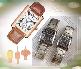 Popular three pins designer watch women men Fine Stainless Steel Chronograph Quartz Battery Square Roman Dial Silver Black Leisure Bracelet Wristwatch