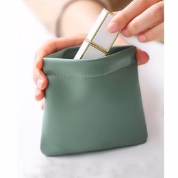 Women PU Leather Cosmetic Bag Protective Sleeve Mini Bag Earphone Sundries Lipstick Storage Bags