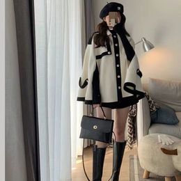 Women's Wool Blends Autumn And Winter Korean Version Fashion French College Style Cape Woolen Coat Design Trend 221117