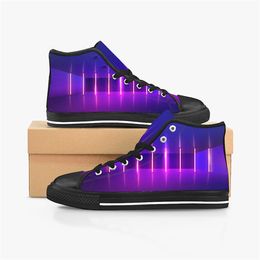 Men Stitch Shoes Custom Sneakers Canvas Women Fashion Black Orange Mid Cut Breathable Sports Walking Jogging Color1