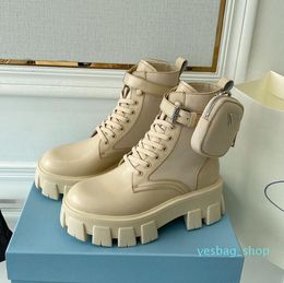 Ankle Boots Combat Boots Winter Boots Women 'S Shoes Fashion Designer Plaque Lace Up Leather High Heel Platform