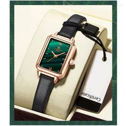 Wristwatches Women's Watches Famous Luxury Brands Women Watch Fashion Green Leather Quartz Ladies 2022