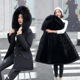 Women's Trench Coats 2022 Winter Womens Jacket Warm Fur Collar Thick Overcoat Fashion Long Hooded Parkas Women Clothing Female Snow Wear
