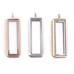 Pendant Necklaces 1PCS/lot Upright Plain Rectangle Floating Locket Glass Memory Living Fit For Women Gift Jewellery