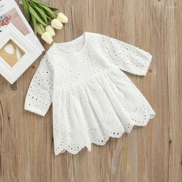 Girl Dresses Kids Baby Girls Dress Cute Princess Lace Floral Cotton Round Neck Long Sleeve Party Toddler Infant For Summer