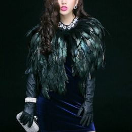 Women's Jackets Elegant Feather Fur Coat Short Paragraph Outwear Shawl High-grade Natural Feathers Cape Perform Costume Clothes 6Q0346 221117