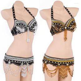 Stage Wear Sexy Women Belly Dance Costume Set Bra Belt 2 Pieces Handmade Beaded Ladies Bellydance Suit For Oriental DN2008