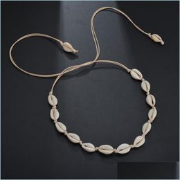 Chokers White Shell Necklace Choker Long Chain Chokers Summer Beach Jewelry Women Drop Delivery Necklaces Pendants Dhwwp