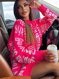 Casual Dresses 2022 Tawnie Mini Sweater Dress Women Knitted O Neck Long Sleeve Oversized Autumn Winter Sexy