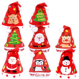 Christmas Handmade Diy Santa Party Hats Hat Kindergarten Creative DIY Materials Xmas Holiday Crafts Toys for Kids Sea Shipping RRC506