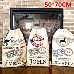 Christmas Santa Sack Personalized Xmas Gift Bag Canvas Kids Present 50x70cm 1117