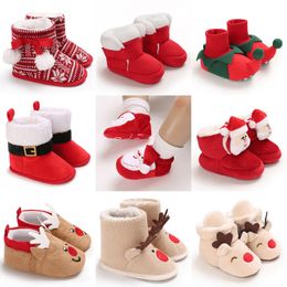 First Walkers Cute Winter Baby Girl Boy Keep Warm Shoes Muply Christmas Elk Anti-slip born Toddler Infant Footwear 221117