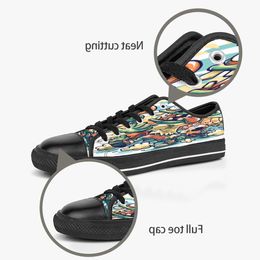 men women DIY custom shoes low top Canvas Skateboard sneakers triple black customization UV printing sports sneakers daishu 165-13