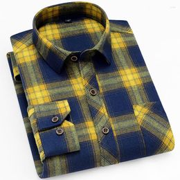 Men's Casual Shirts Men's Plaid Long Sleeved Checked Fashion Flannel Regular Fit Comfortable Good Quality Male Social Work Shirt