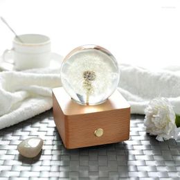 Decorative Figurines Resin Crafts Sunflower Night Light Bluetooth Music Box Flower Crystal Ball