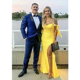 Off Shoulder Prom Dresses Sexy Satin High Split Evening Dress Mermaid Floor Length Plus Size Tail Party Night Gown Robe De Soiree 2023 328 328