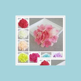 Decorative Flowers Wreaths 18Cm/7 1 Artificial Hydrangea Decorative Silk Flower Head For Wedding Wall Arch Diy Hair Home Decoratio Dh038