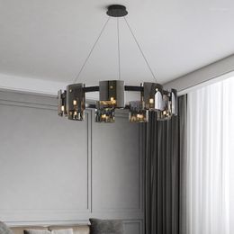 Ceiling Lights 2022 Modern LED Luxury Chandeliers Lighting Amber Smoky Glass Hanging Lamp Dining Living Room Bedroom Light Fixtures