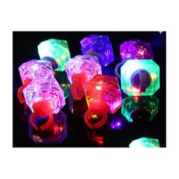 Party Favor Flashing Led Light Up Ring Glow In The Dark Flash Blinking Huge Diamond Shape Rings Hen Birthday Xmas Wedding Party Favo Dhnit