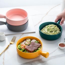 Bowls Baked Rice Bowl Nordic Style With Handle Baking Pasta Plate Simple Household Tableware Soup Noodle Salad