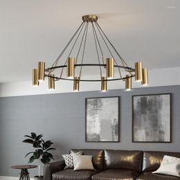 Chandeliers Nordic Ceiling Chandelier Simple Copper Luminaires Industrial Style Gold Round Living Room Restaurant Bar Home Hanging Lights