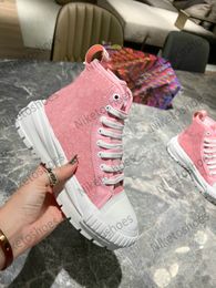 SQUAD SNEAKER BOOT Women High Top Circle Shoes Monograms Denim Navy Blue Pink black cotton canvas BOOMBOX Elevated rubber outsole P