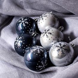 Decoração de festa 6pcs preto branco floco de neve de natal bolas de árvore decoração de árvore bola de natal pendurado bola de neve para casa
