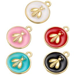 Designer Enamel Round Bee Charms for Jewelry Making Supplies Bohemia Colorful Cute Pendant Charms