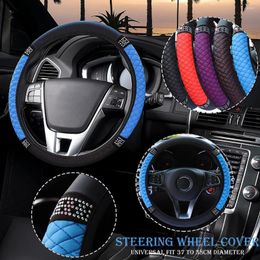 Steering Wheel Covers 2022 Diamond Rhinestones Crystal Car Cover Pu Leather Auto Accessories Case Styling Decration