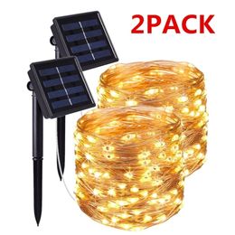 Garden Decorations Outdoor Waterproof Solar Led Light Garland Power Lamp Lights Christmas Party Decoration Year Decor 2023 221116