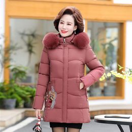 Women's Trench Coats Winter Cotton Jacket Floral Embroidered Cotton-padded Clothes Women Parkas Long Outerwear Warm Coat K118