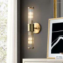 Wall Lamp Simple Modern Glass Luxury Living Room Sofa Background Copper Bedroom Bedside Bathroom Mirror Headlight