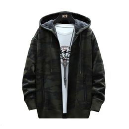 Men's Hoodies Sweatshirts trend Winter Men's Fleece Sweater Cardigan Camouflage Jacket Slim Trendy Hooded Jacket 221117