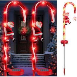 Garden Decorations Solar Christmas lights candy cane courtyard outdoor waterproof led garden villa holiday decoration lawn 221114