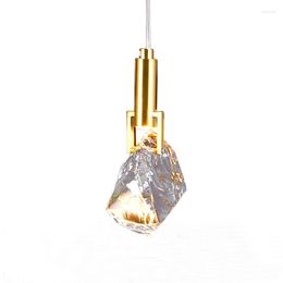 Pendant Lamps Modern Crystal Stone Lights Bedroom Brass LED Hanging Lamp Luminaire Suspension Decoration Lighting