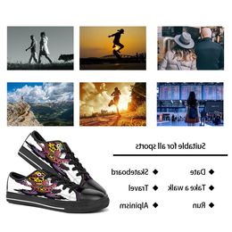 men women DIY custom shoes low top Canvas Skateboard sneakers triple black customization UV printing sports sneakers kele184