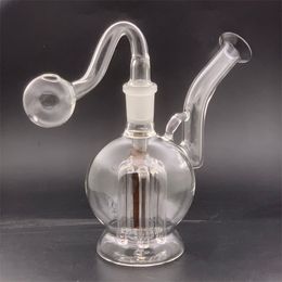 Mini long mouth hookah smoking water pipe 8 arm tree perc beaker bubbler bong recycler dab oil rig glass oil burner pipes