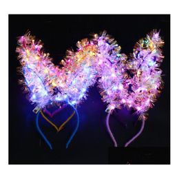 Other Event Party Supplies Led Bunny Ear Headband Light Up Rabbit Long Ears Hairband Kids Adt Wedding Halloween Christmas Birthday Dhvux