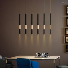 Chandelier Crystal Light-Luxury Modern Minimalist Creative Personality Hanging Long Bar Front-Desk Led Pendant Lamp Black Gold White