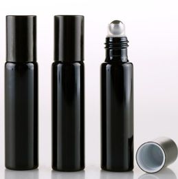 5ml Empty Refillable Bottle Thick Frosted Black Essential Oil Perfume Bottle With Metal Roller Ball LX5262