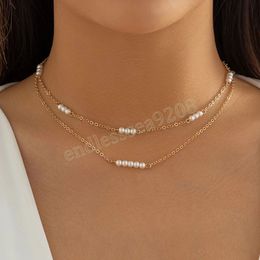 Creative Imitation Pearl Chain Pendant Necklace Women Wed Bridal Multilayer Jewellery On The Neck Valentine's Day Gift