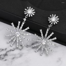 Dangle Earrings 2022 Delicate Shiny Zircon Snowflake Drop For Women Fashion Crystal Earring Christmas Gift Boucles D Oreille Femme
