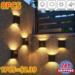 Garden Decorations Smart Solar LED Outdoor Waterproof Up and Down Luminous Lighting Decoration Lights Stairs Fence Sunlight Lamp 221116